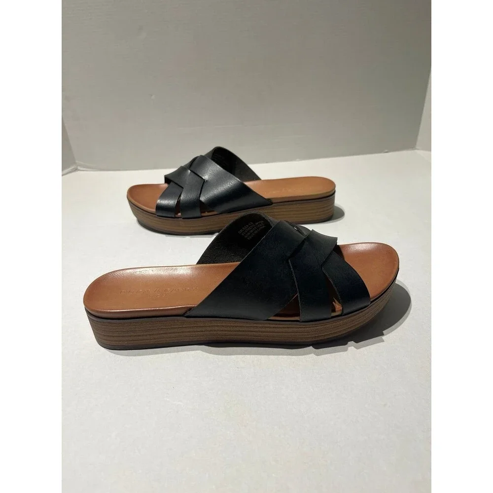 Rock & Candy Calilea Slide Sandals Black Faux Leather Size 9.5 New